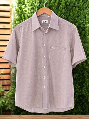 D&G Dolce & Gabbana Men’s Striped Short Sleeve Button Up Shirt 15.5/39